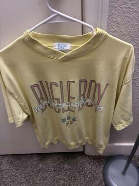 Vintage 80s Bugle Boy USA Double Rib Neck Graphic T-Shirt